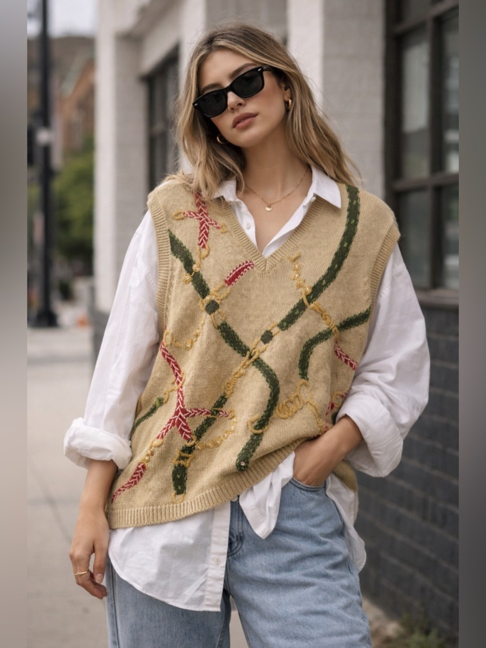 Vintage 90s Grandma Core Sweater Vest | Size Large